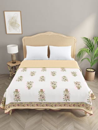 Ethnic Printed Reversible Double Bed Cotton AC Blanket | Lightweight Summer Dohar 90x108 inches