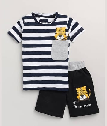 Lazy Shark Pack of 1 Boys Cotton Blend T-Shirt & Shorts Set ( Multicolor )