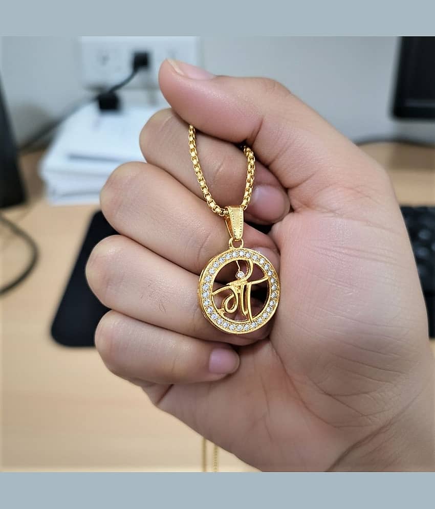 Charms Gold Religious Pendant With Chain ( Pack of 1 )