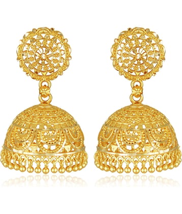 Vighnaharta Golden Jhumki Earrings ( Pack of 1 )