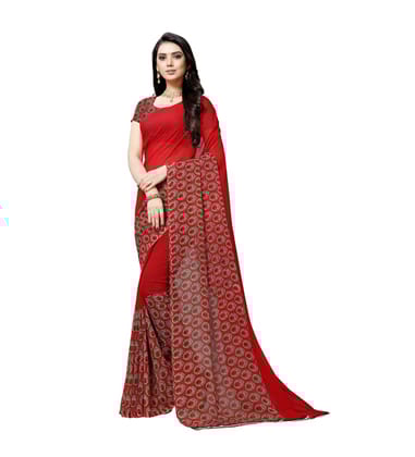 Generic Women's Georgette Saree (Red, 5 - 6 Mtrs)