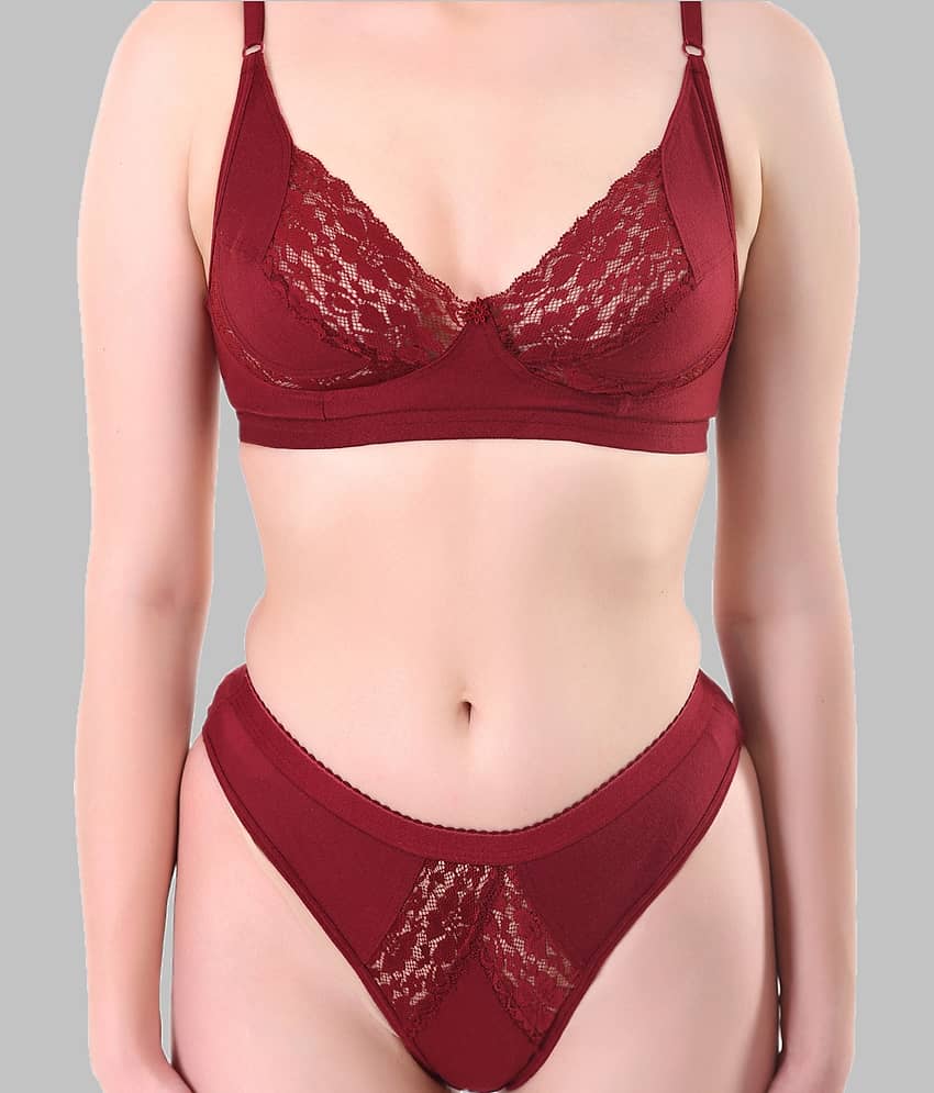TCG Cotton Lycra Women's Bra & Panty Set ( Maroon ) WL104