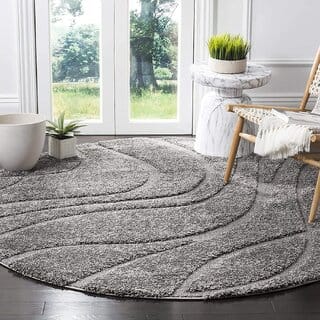 GALLERY HOME Silky Smooth Anti-Skid Shaggy Round Carpet with 2 inch Thickness (8x 8  Round, Charcoal M3)