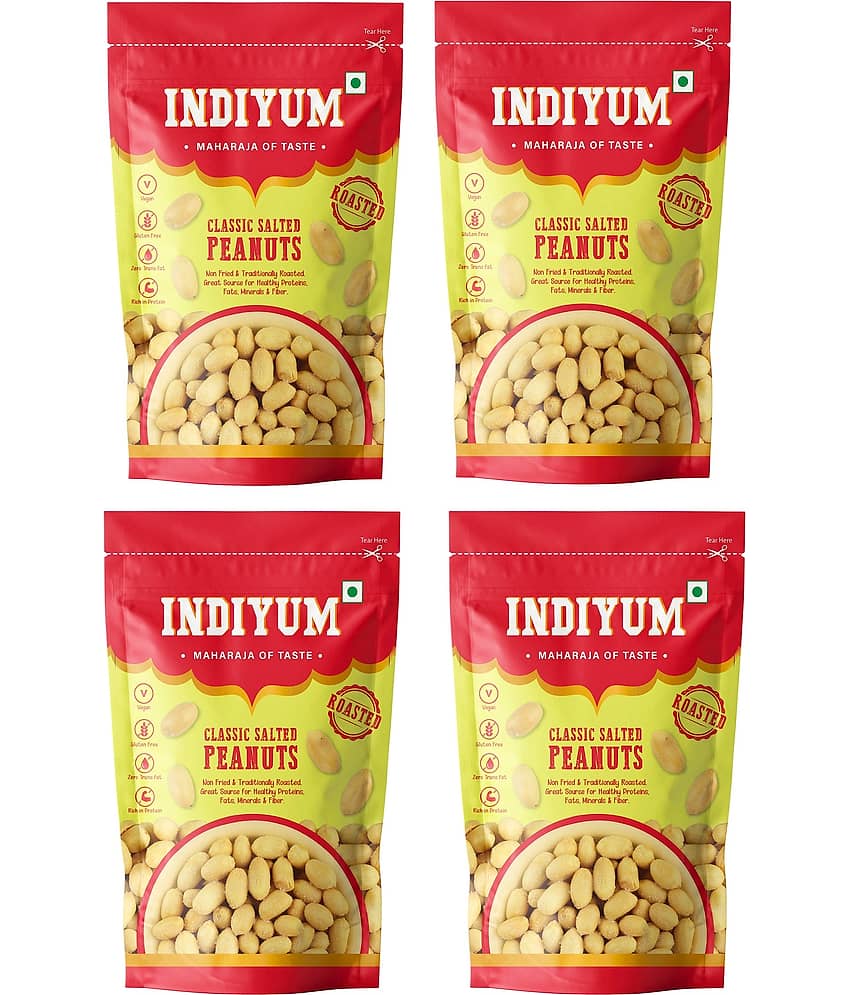 Indiyum Classic Salted Peanuts 140gm (Pack of 4)