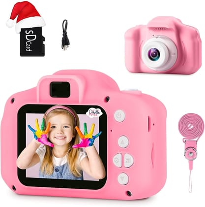 CADDLE & TOES Kids Digital Camera, Christmas Birthday Gifts for Girls Age 4+to 14, HD Digital Video Cameras for Toddler, Portable Toy for 4+ 5 6 7 8 Year Old Girl Boys (Pink with SDcard) CADDLE & TOES Kids Digital Camera, Christmas Birthday Gifts for Gir