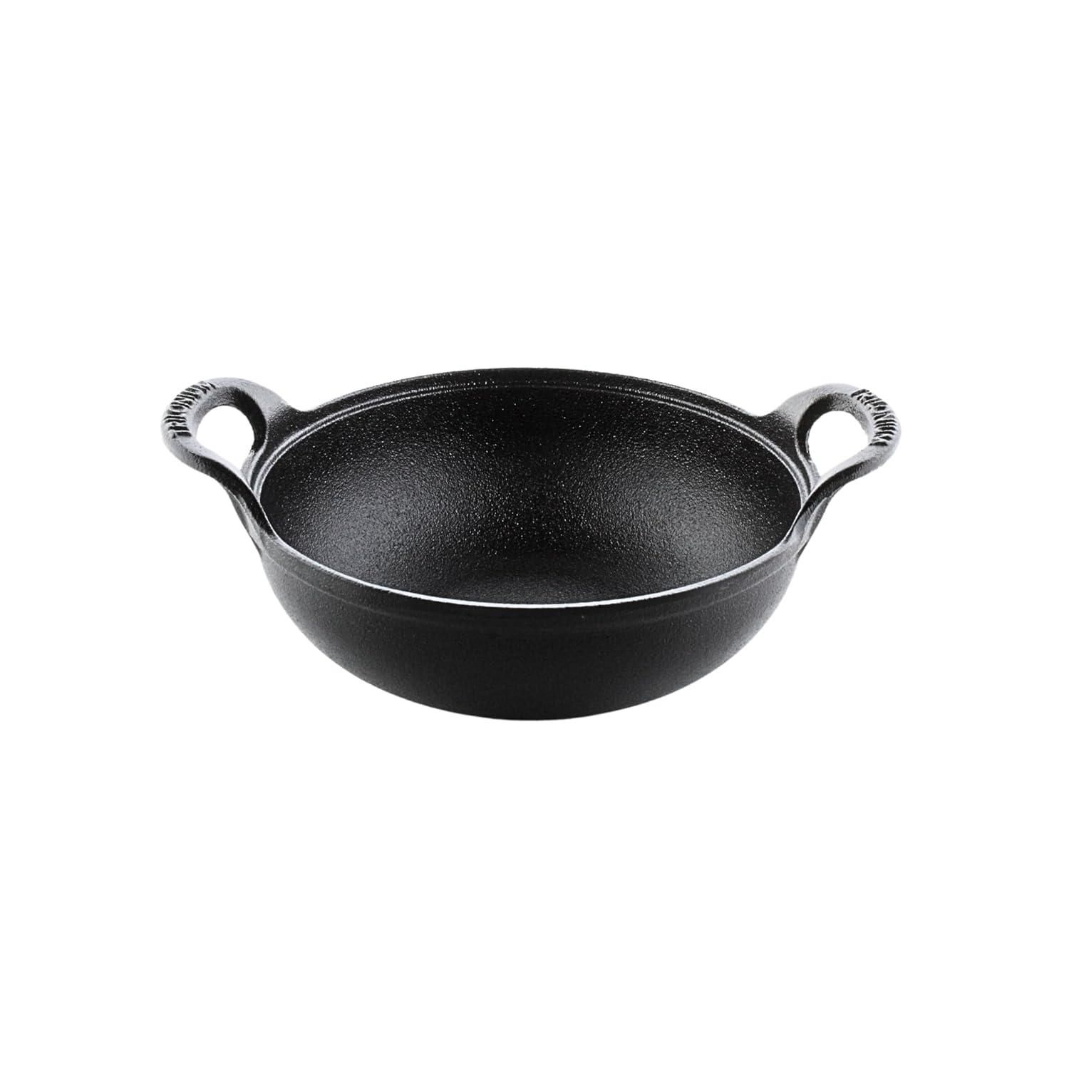 Trilonium Triple Seasoned Cast Iron CrockWok Mini Kadhai 20 cms, 1.2 kgs