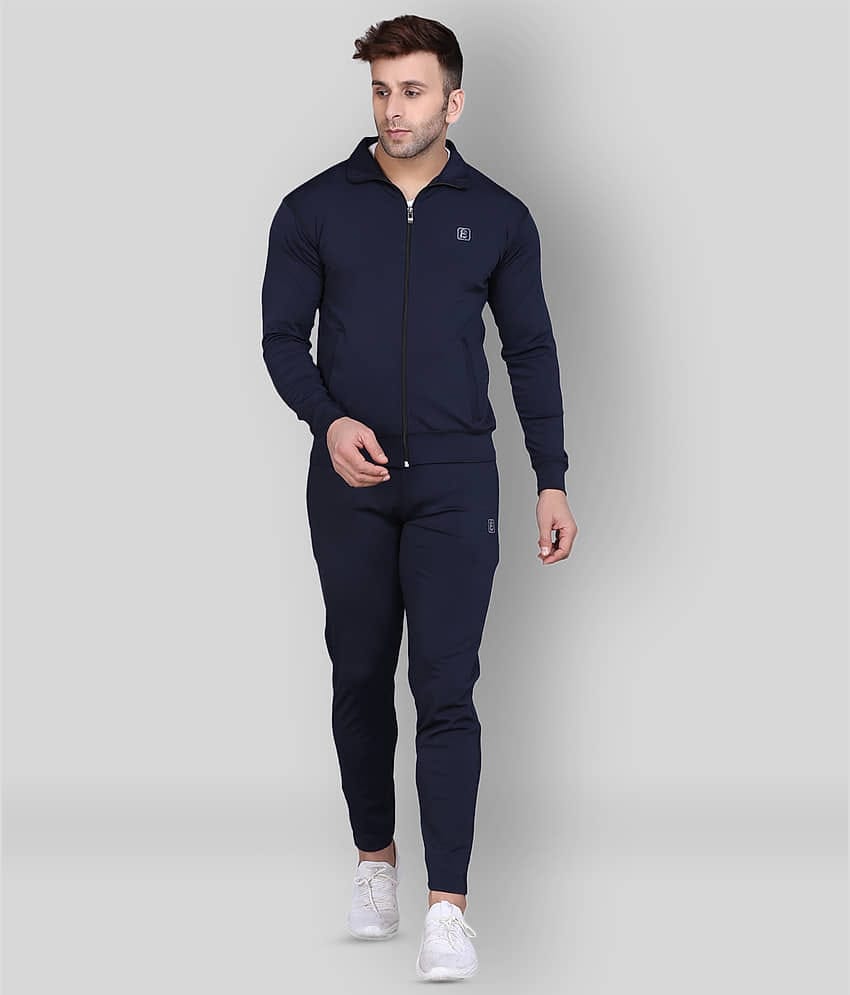 PRAUME - Navy Blue Polyester Slim Fit Solid Men's Sports Tracksuit ( Pack of 1 )
