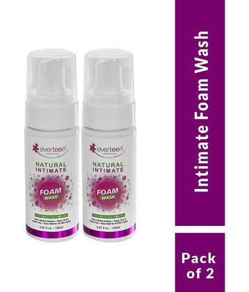 everteen Natural Intimate Foam Wash for Feminine Hygiene in Women - 2 Packs (150ml Each)