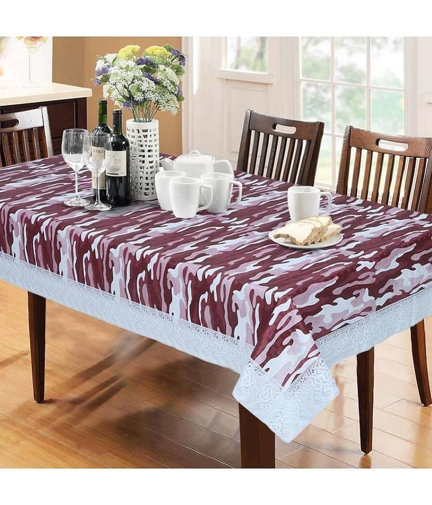Printed PVC 6 Seater Rectangle Table Cover ( 228 x 152 ) cm Pack of 1 Maroon