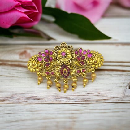 Matte Gold Plated Antique Design Hair Clip/Hair Barrette