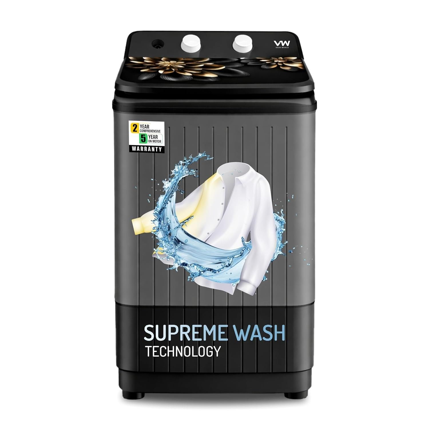 VW V8 SupremeWash 8.5 kg Semi - Automatic Top Load Washer, Wings Pulsator wash method