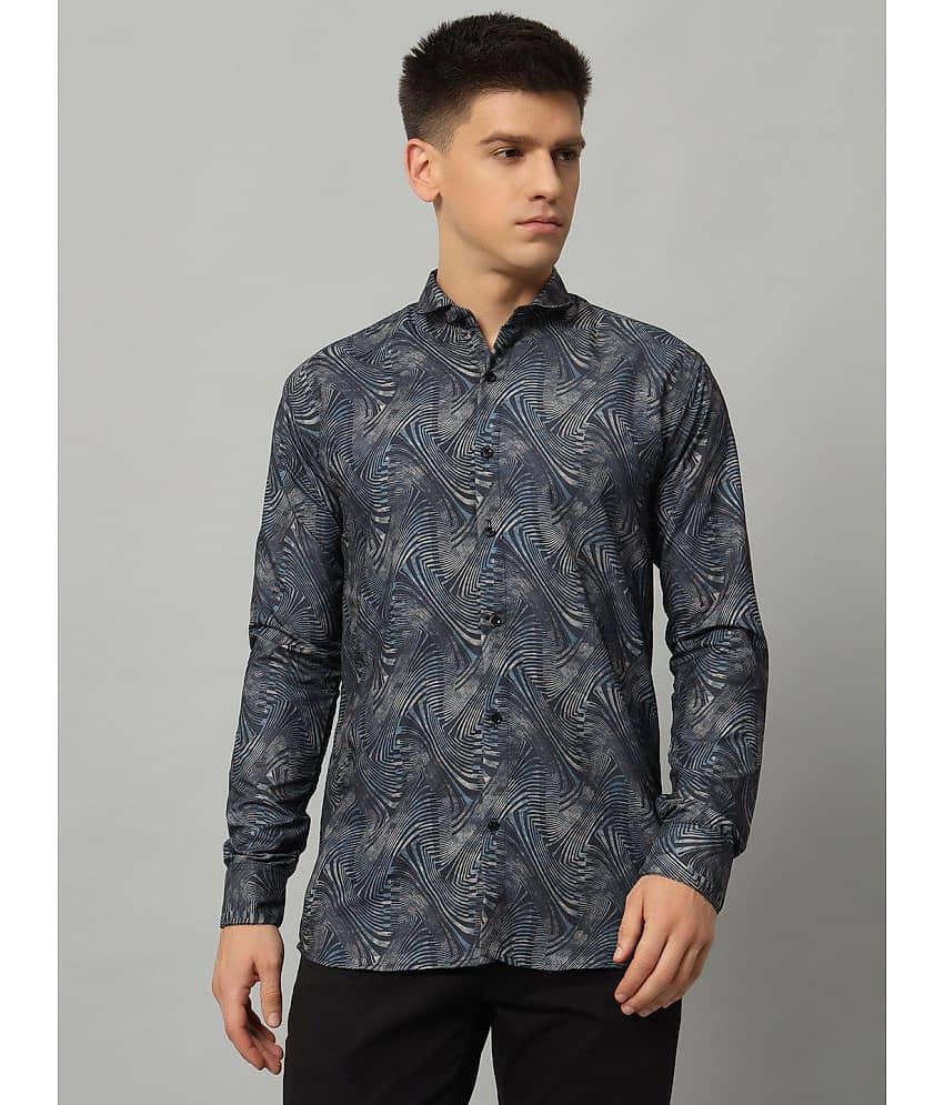 WEBRIC Cotton Blend Regular Fit Printed Full Sleeves Men's Casual Shirt - Navy Blue ( Pack of 1 )