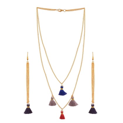 Multicolor Tassel Necklace and Earring Set