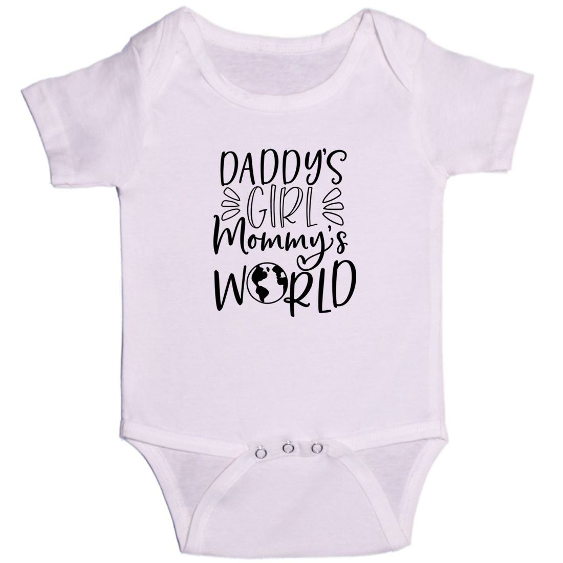 White Daddys Girl Mommys World Cotton Romper For 6 To 12 Months