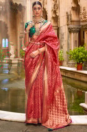 Red Printed Silk Saree