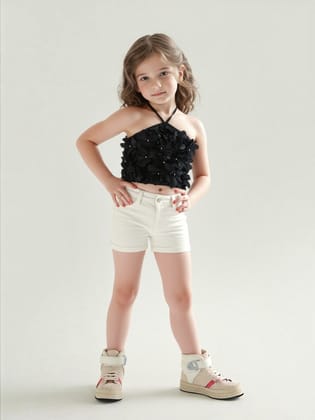 Girl  Imported Halter Neck Black Top [GT-784]  (3-10 Years)-3-4Y (Size - 22) / Imported / Black