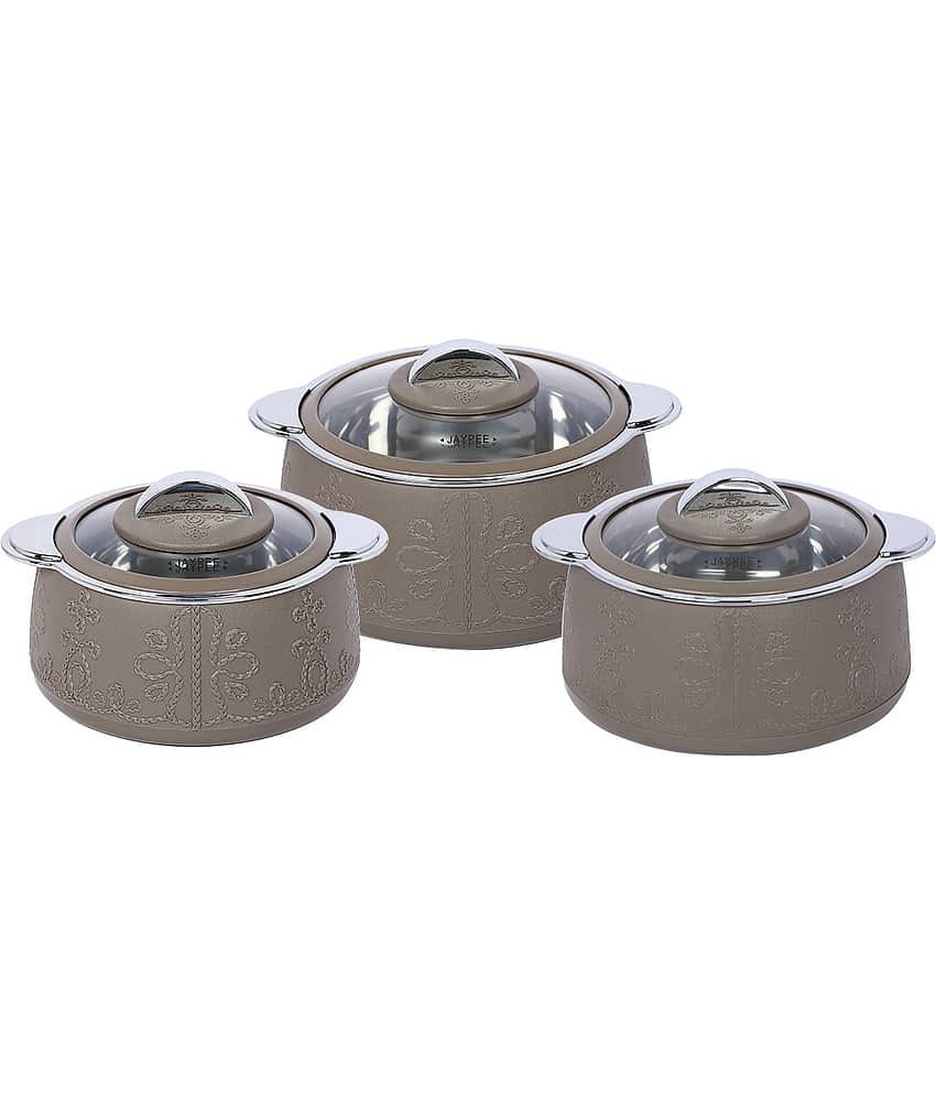 Jaypee Beige Plastic Serve Casserole ( Set of 3 , 4000 mL )