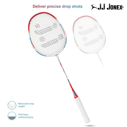 JJ Jonex v-12 Badminton Racket Aluminium Badminton Racket with Full Cover | One-Piece Frame, PVC Foam Embossed Grip for Comfortable Feel, Balanced Swing Weight for Power & Control