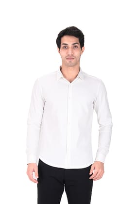 Cardinal Dobby Shirt - Knitted Heavy Shirt-Soft White / XS
