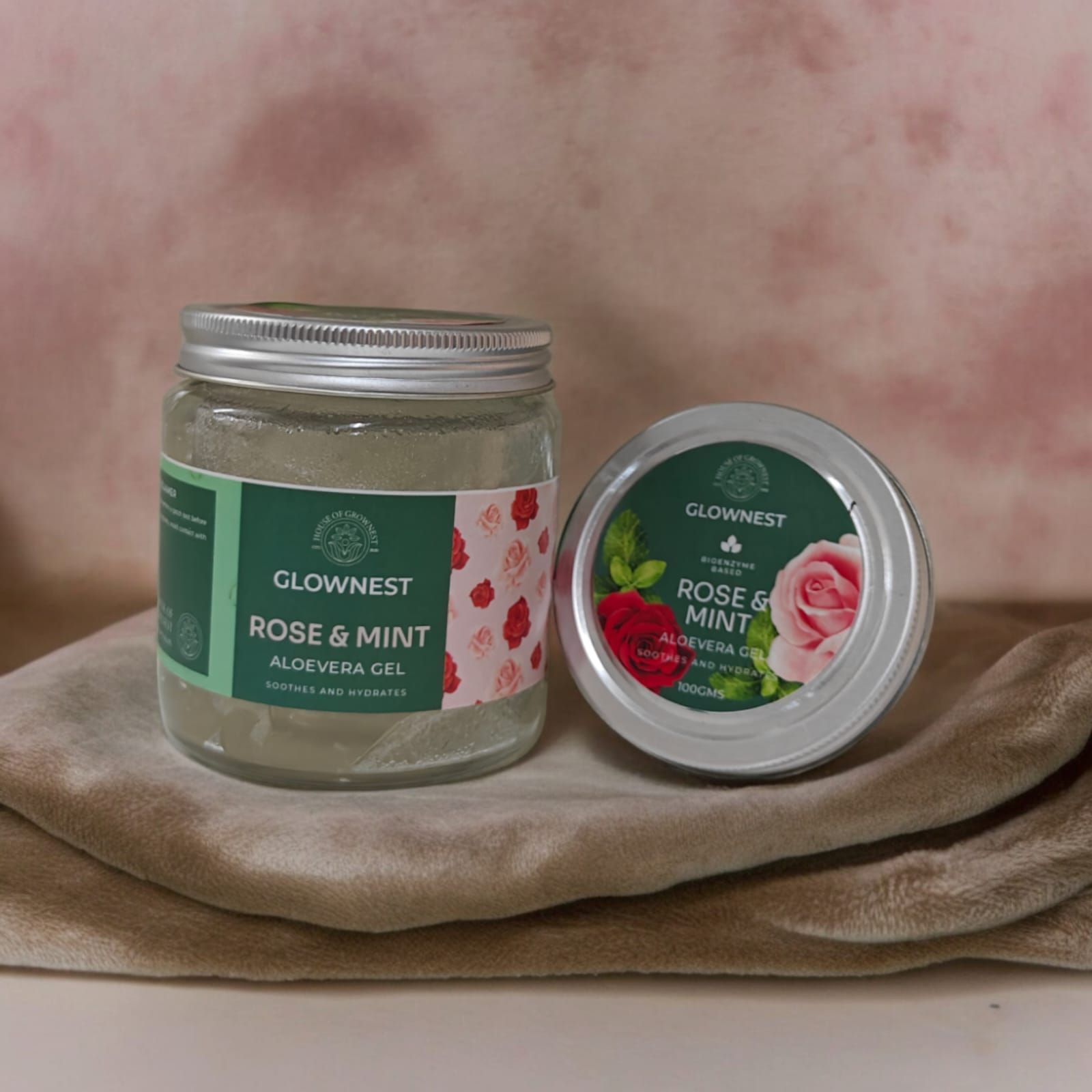 Glownest Bio Enzyme Based Aloe Vera Gel Rose & Mint (250g)