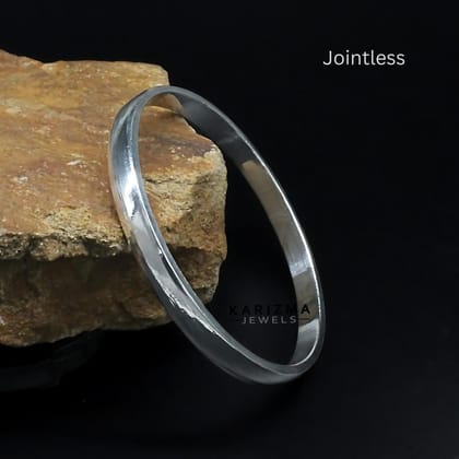 Handmade Jointless Solid Pure Silver Plain Bangle Bracelet Kada-6.0 CM (2.36 Inch) / No Add On