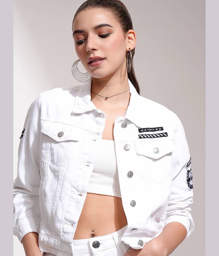 Tokyo Talkies Women Denim Jacket ( White )