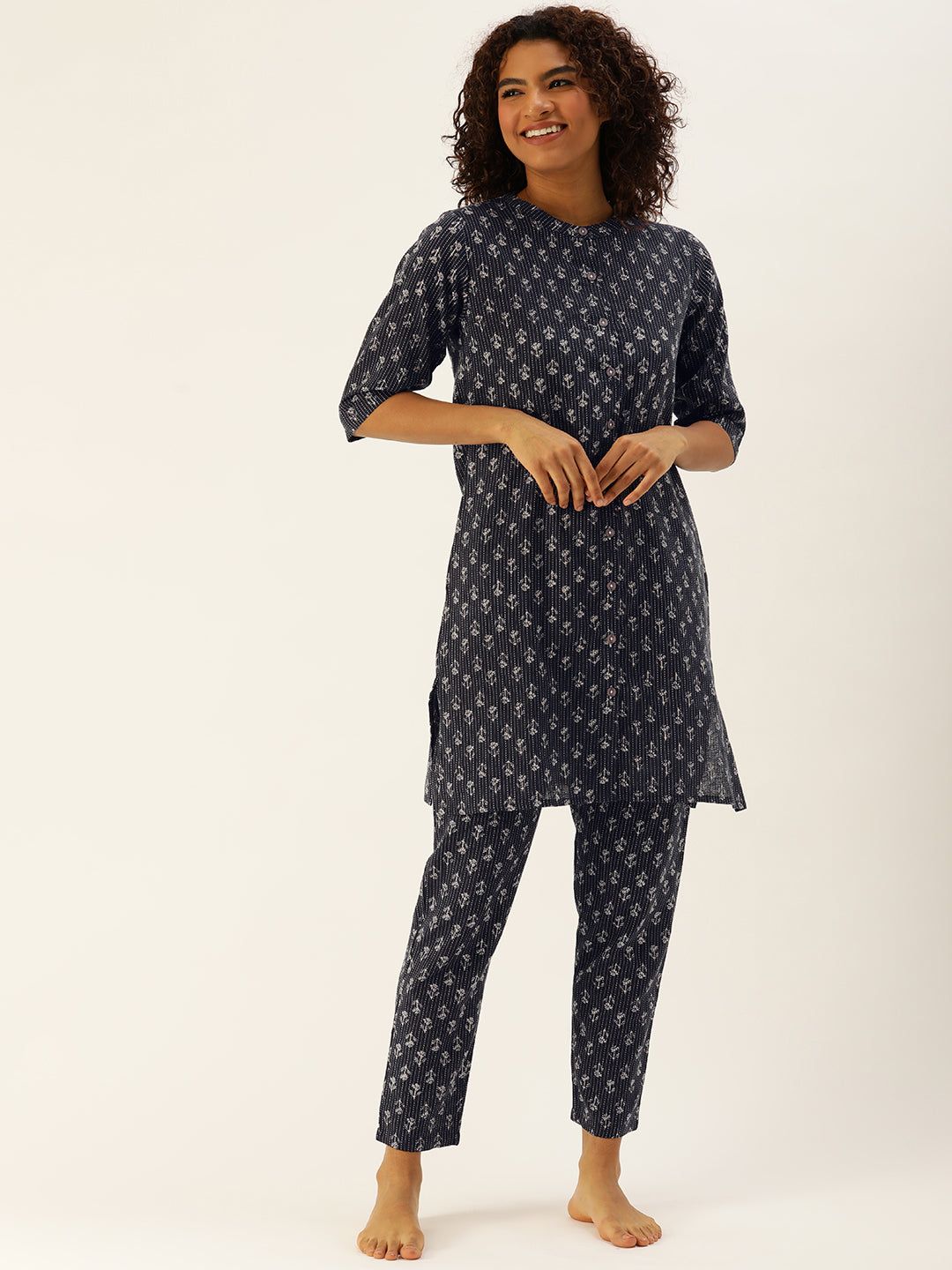 Floral Blue Kurta & Palazzo-M