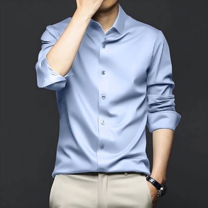 Satin (Shining) Shirt Sky Blue color-S