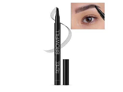 RENEE Browfill Eyebrow Pen, Waterproof & Smudge-proof, One Swipe Application with Micro Precision, Natural & Long-lasting Finish, For Denser & Fuller Eyebrows, Easy to use, Cruelty-free - Black