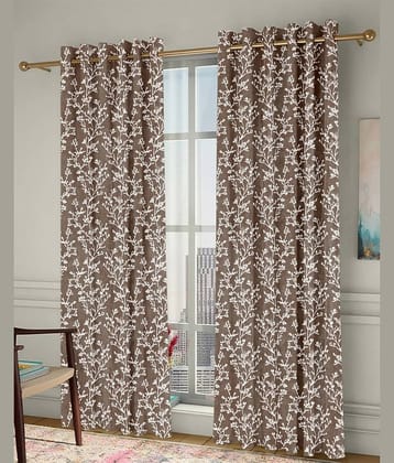Homefab India Floral Room Darkening Eyelet Curtain 5 ft ( Pack of 2 ) - Blue