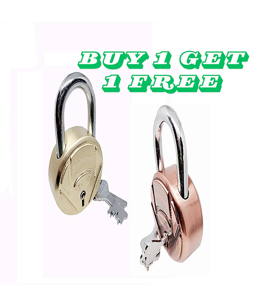 Unikkus Buy 1 get 1 free padlocks, overall 2 excellent quality padlocks, size 65 MM in multi color, Excellent Finishing, 3 Keys for each lock