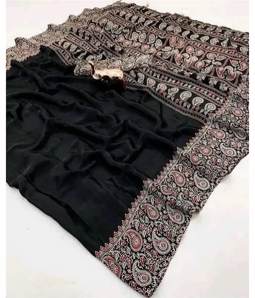 JIHANA FAB Georgette Printed Banarasi saree With Unstitched Blouse Piece ( Multicolor )