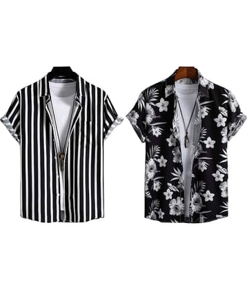 Bluedove Elastane Regular Fit Striped Half Sleeves Men's Casual Shirt - White ( Pack of 2 )