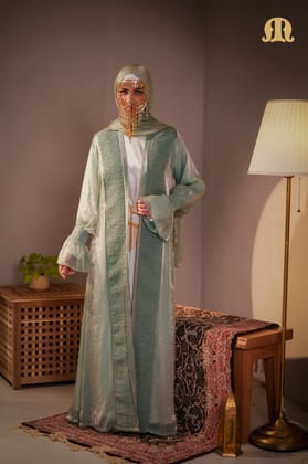 Aziza Two Piece Abaya Green-XL