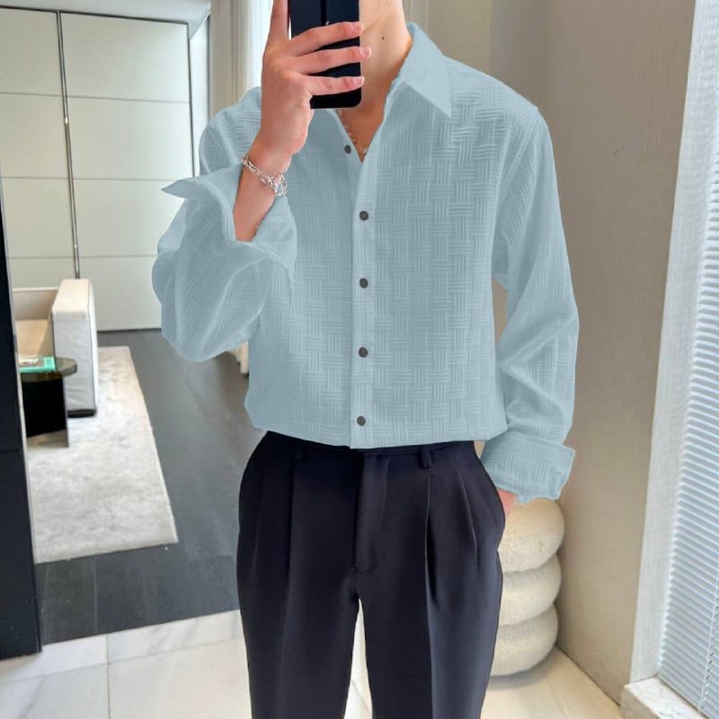 Skyline Stripes: Men's Trendy Fabulous Sugarcane Shirt by GlamaStitch-M