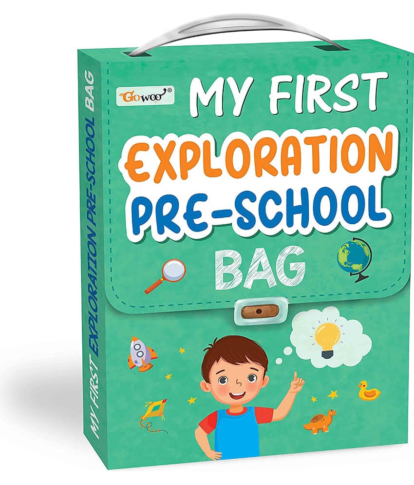 My first Exploration Preschool Bag : Educational Learning books, Picture Book Collections for Eary Learning, Books for Kids Age 3-12, Shapes, First Words, Alphabet and more | Set of 8 learning book