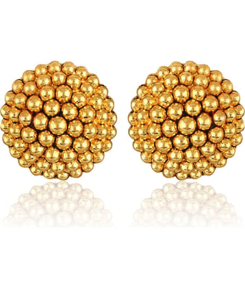 VIVASTRI Golden Stud Earrings ( Pack of 1 )