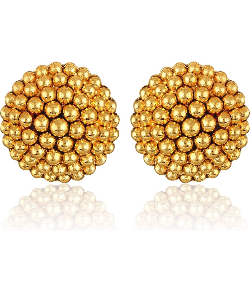 VIVASTRI Golden Stud Earrings ( Pack of 1 )