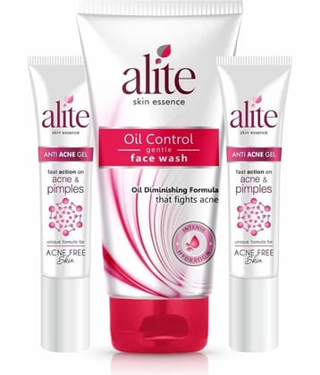 Alite Combo of Anti Acne Gel for Acne & Pimples (2x15g) and Oil Control Face wash 70g
