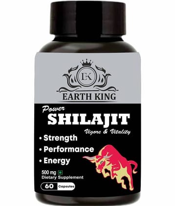 EARTH KING Power Shilajit/Shilajeet Capsule Support Strength, Stamina & Energy- 500mg 60 Capsules (Shilajit Pack of 1)