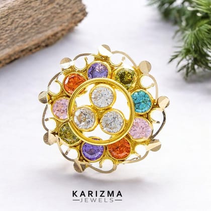 18K Real Gold Indian Women Multicolour CZ amazing Nose stud nose ring Push Pin