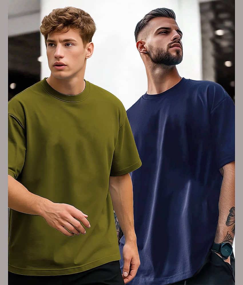 AUSK Men Cotton Blend Oversized Fit Solid T-Shirt ( Maroon )