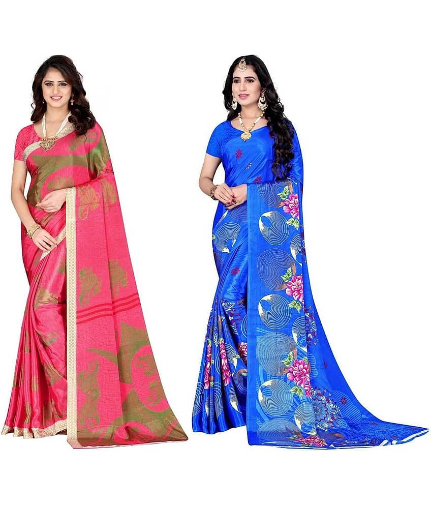 LEELAVATI Crepe Printed Saree With Unstitched Blouse Piece ( Multicolor )
