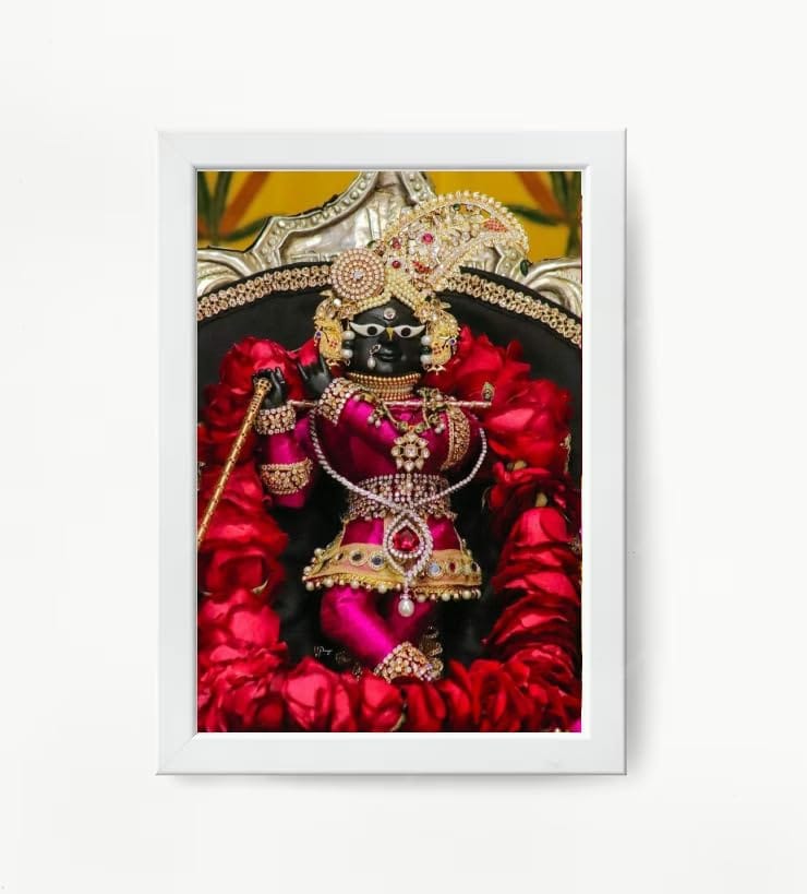 NOKKES Radha Raman Ji Vrindavan Radha Raman Thakur Ji White Photo Frames Religious Photo frame 5X7 Inch Photo Frame_QWW111