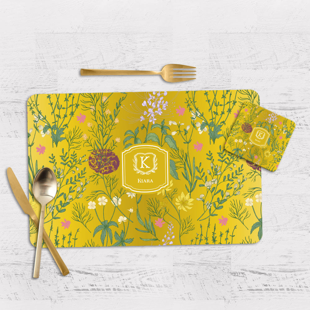 Wildbloom Tableware Set-Mustard / Flexible (matte finish) PVC Mats