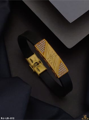 Micro Gold Plated with Diamond  Funky Design Bracelet for Men -LB-012-Fixed