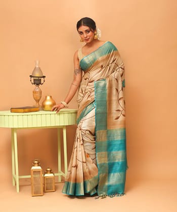 Kosa firozi chhattisgarh handloom tussar silk saree Kosa firozi chhattisgarh handloom tussar silk saree