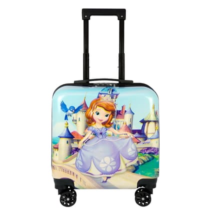 Storite 15 Inch Princess Sofia Travelling Kids Trolley Bags for Girls | Non-Breakable Spinner Luggage/Suitcase with 4 Wheels for Girls (Sky Blue - 34 x 23 x 37 Cm)