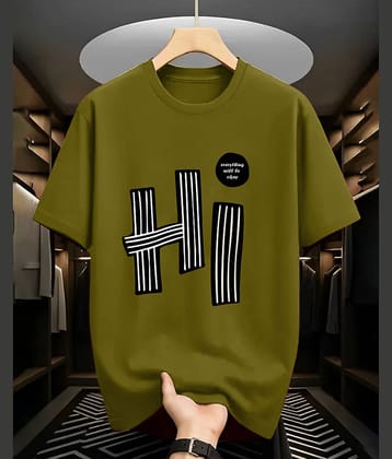 ENITOR Men Cotton Blend Oversized Fit Printed T-Shirt ( Grey )