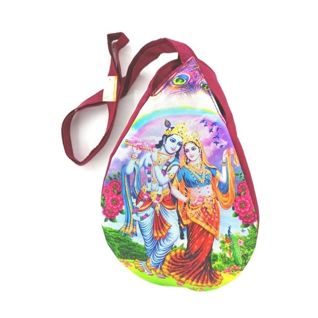MAYAPURI Radha Krishna Printed Chanting Bag/Japa Mala Bag with Zip Pocket - Pooja Needs | Buy online on ZillyBuy